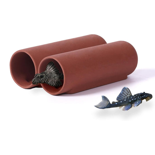 2-Pack Small Round-shaped Fish Cave, Ceramic Hideaway Cave for Plecos