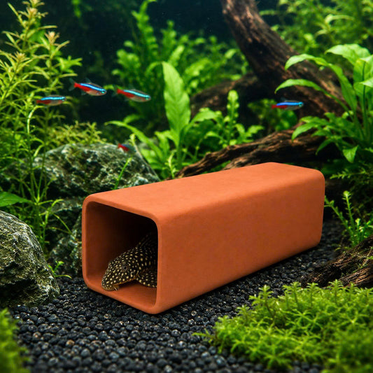 2-Pack small Square Fish Cave, Ceramic Hideaway Cave for Plecos